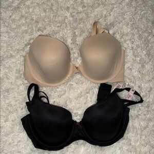 Victoria's Secret Cream and Black Bra Duo